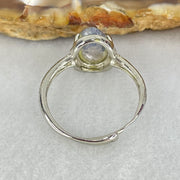 Rare Good Grade Natural Blue Dumortierite Rutilated Quartz in S925 Sliver Ring (Adjustable Size) 1.59g 9.6 by 6.7 by 4.0mm - Huangs Jadeite and Jewelry Pte Ltd