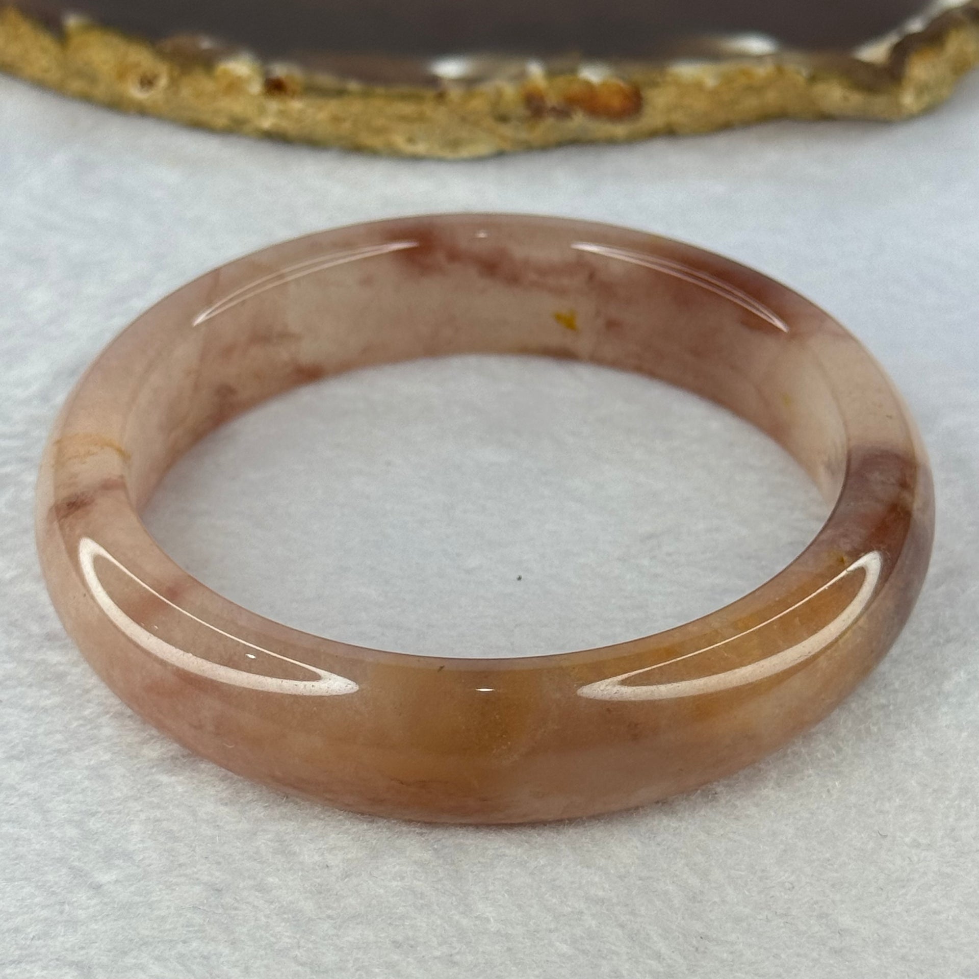 Transparent Pink with Purple and Peach Quartzite Jade Bangle 天山玉手镯 62.0mm 59.40g 15.0 by 9.0mm - Huangs Jadeite and Jewelry Pte Ltd