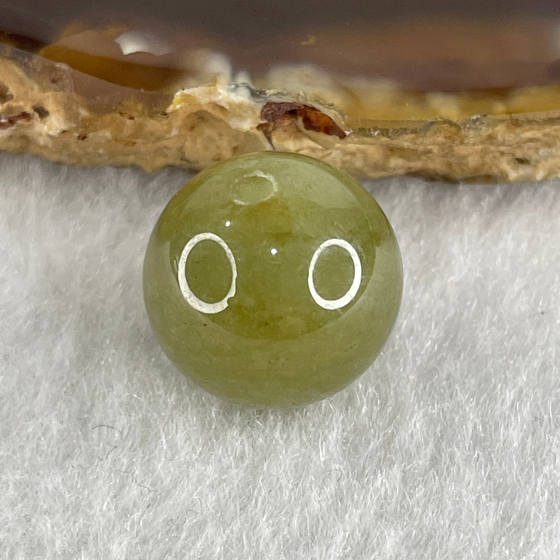 Natural Type A Yellowish Green Jadeite Bead Charm 4.15g 13.9mm - Huangs Jadeite and Jewelry Pte Ltd