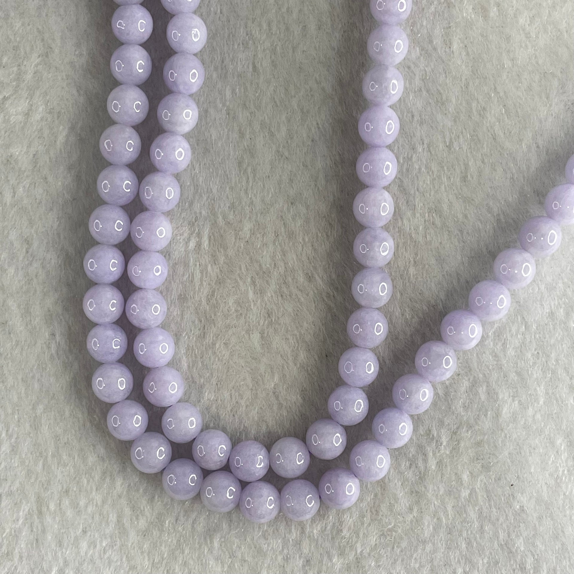 Good Grade Type A Full Lavender Jadeite Beads Necklace 44.65g 64cm 6.1mm 108 Beads - Huangs Jadeite and Jewelry Pte Ltd