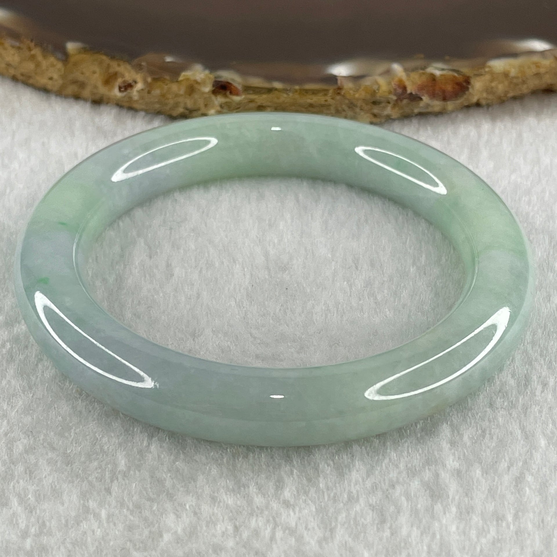 Type A Natural Light Green with Lavender Jadeite Bangle 43.74g Inner Diameter 51.0mm 9.5 by 9.5mm (Internal Lines) - Huangs Jadeite and Jewelry Pte Ltd