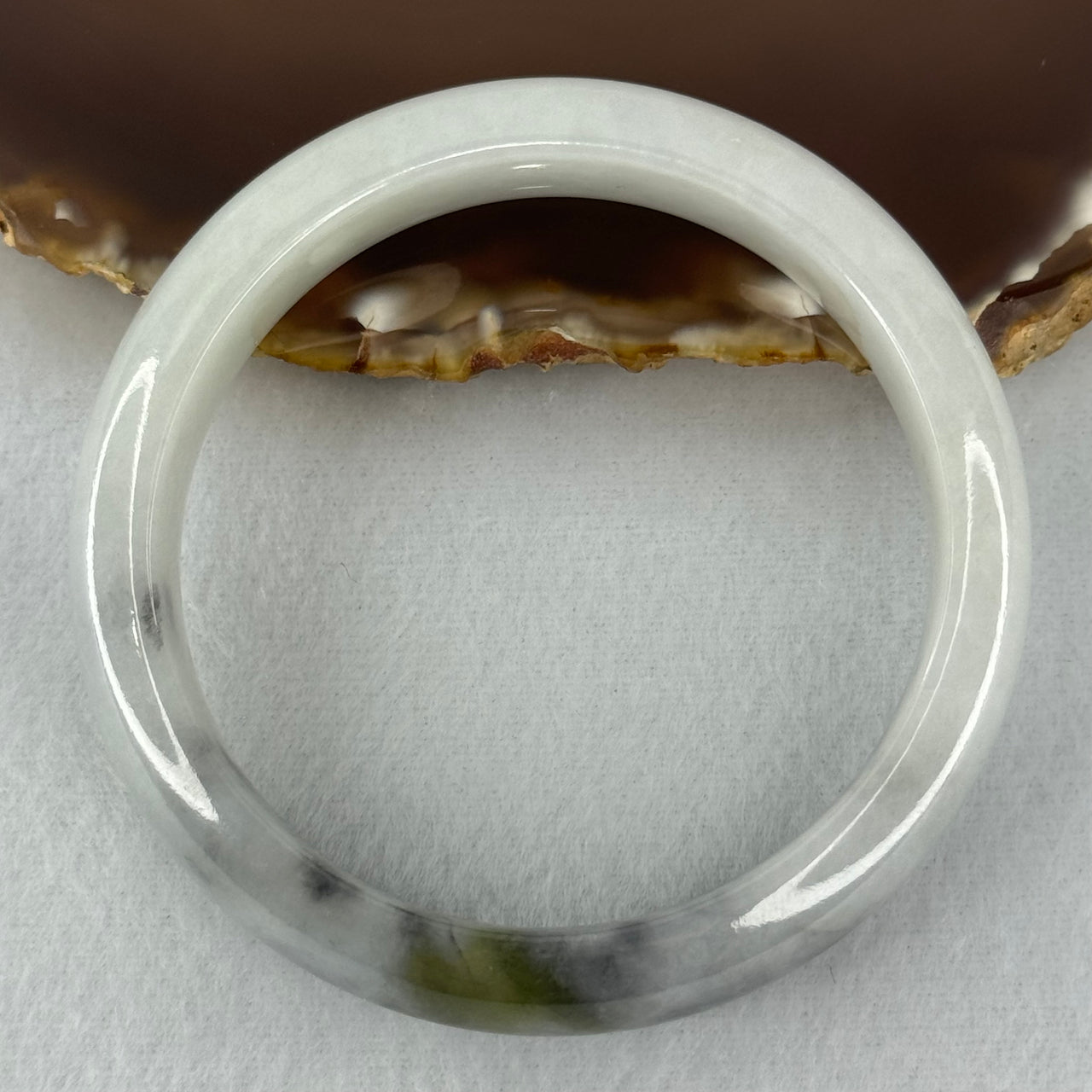 Type A Faint Green and Wuji Grey with Yellowish Green Patch Jadeite Bangle Internal Diameter 56.5mm 61.24g 14.3 by 8.0mm (Very Slight Internal Lines) - Huangs Jadeite and Jewelry Pte Ltd