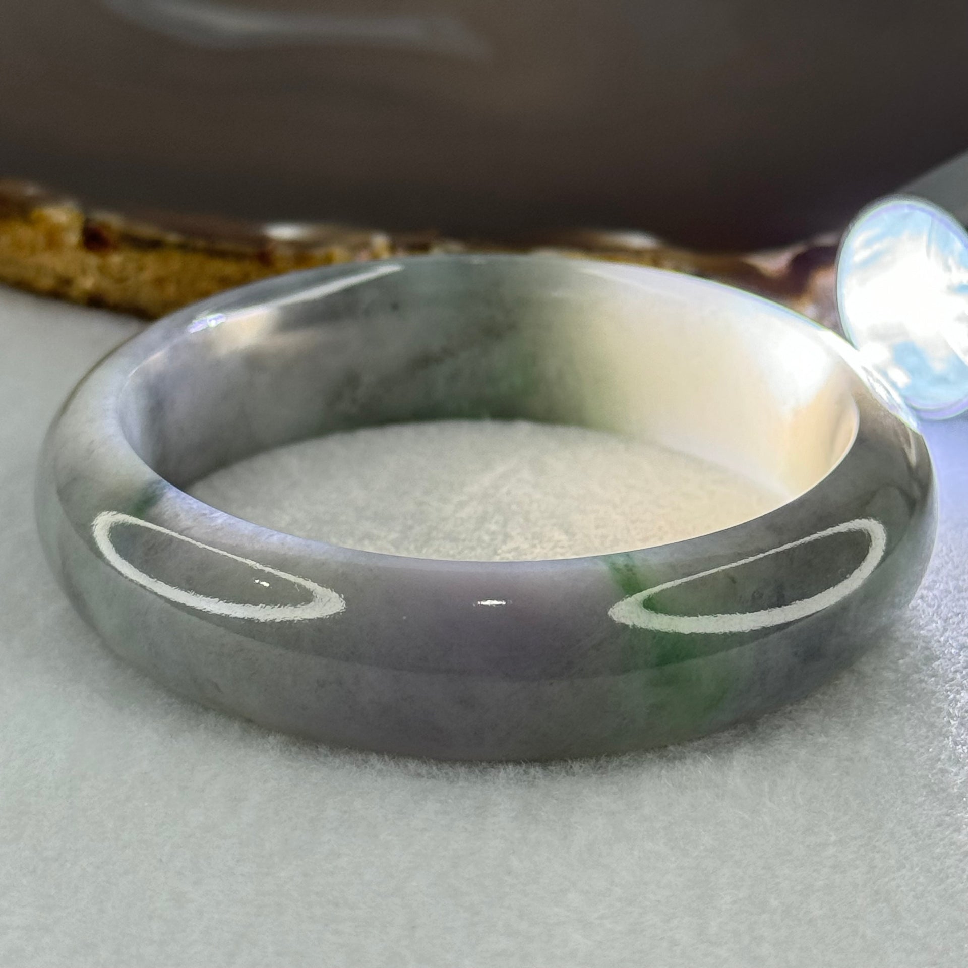 Type A Grey Wuji with Lavender and Green Jadeite Bangle Internal Diameter 56.2mm 61.48g 15.4 by 8.5mm (Slight Internal Lines) - Huangs Jadeite and Jewelry Pte Ltd