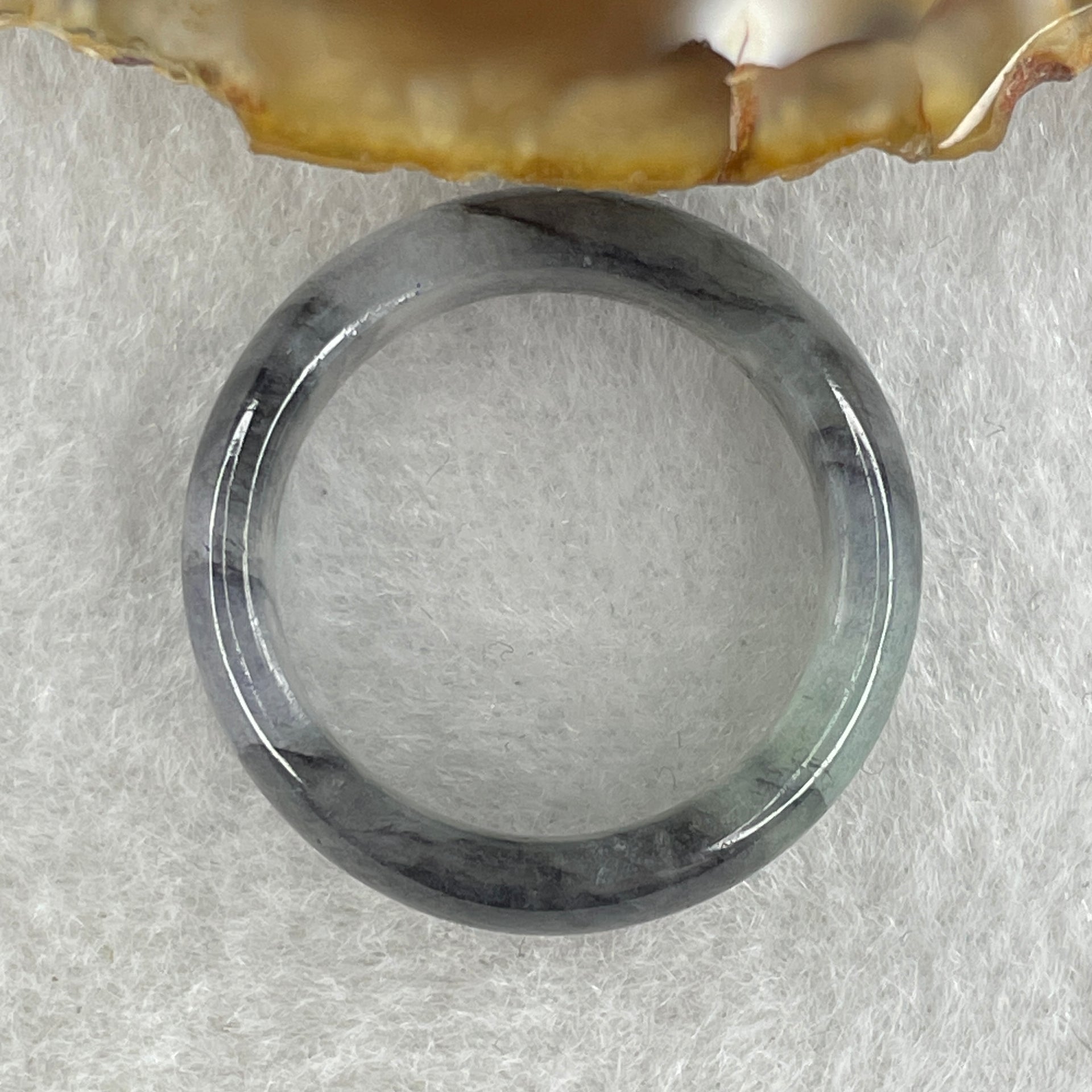 Type A Translucent Grey Wuji with Green Piao Hua Jadeite Ring 3.39g 6.4 by 3.4mm US 8.25 HK 18.2 ( Close to Perfect ) - Huangs Jadeite and Jewelry Pte Ltd