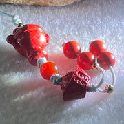 Natural Red Cinnabar Baby God of Fortune 16.0 by 16.8 by 11.3mm with Ingot Yuan Bao 9.0 by 13.06 by 9.1mm and Beads 6.54g - Huangs Jadeite and Jewelry Pte Ltd