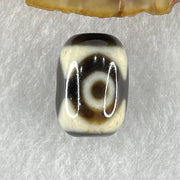 Natural Powerful Tibetan Old Oily Dark Brown With White Agate 3 Eyes Dzi Bead Heavenly Master (Tian Zhu) 三眼天诛 4.44g 17.5 by 12.5mm - Huangs Jadeite and Jewelry Pte Ltd