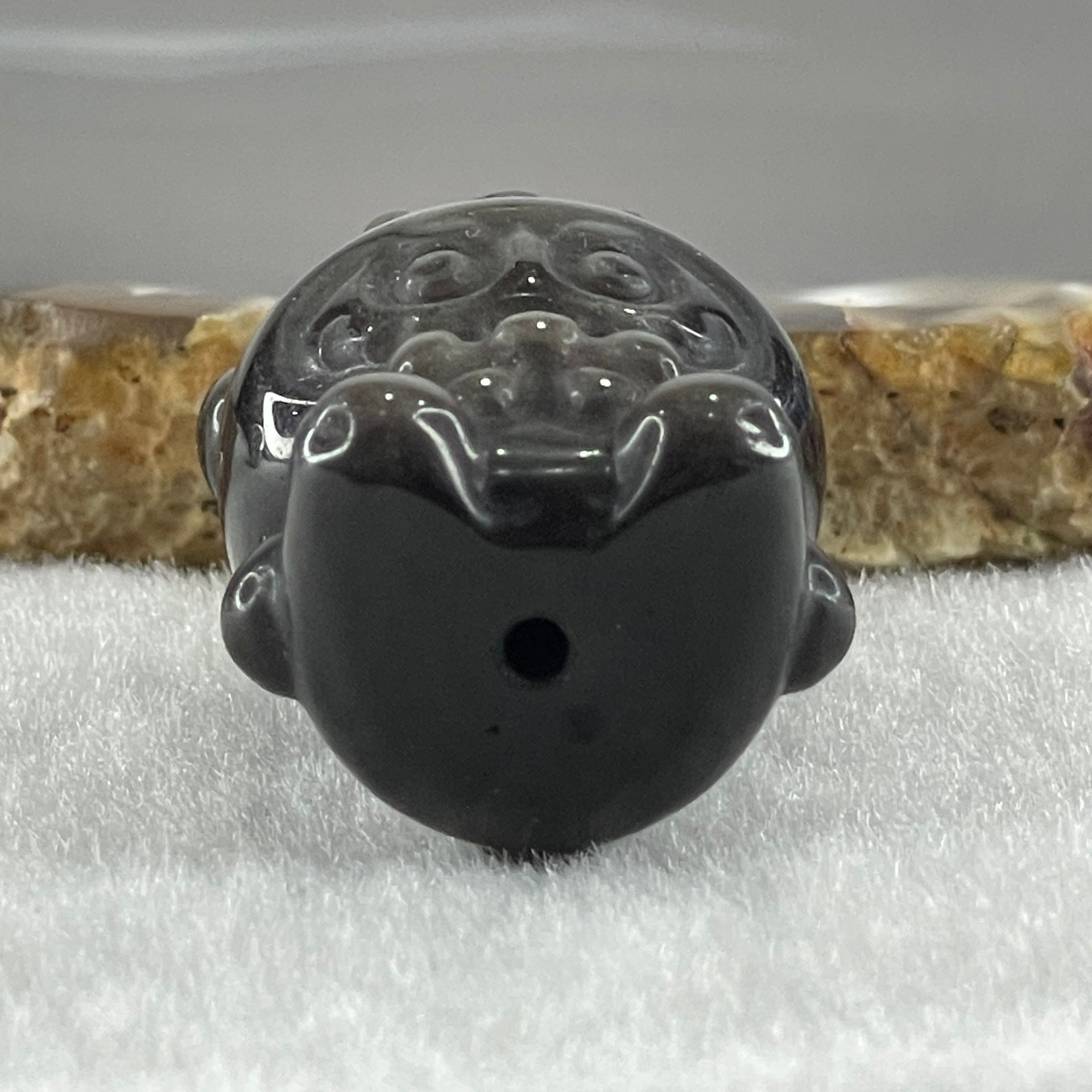 Black Obsidian Labubu Charm Display 15.77g 29.2 by 22.3 by 20.2mm - Huangs Jadeite and Jewelry Pte Ltd