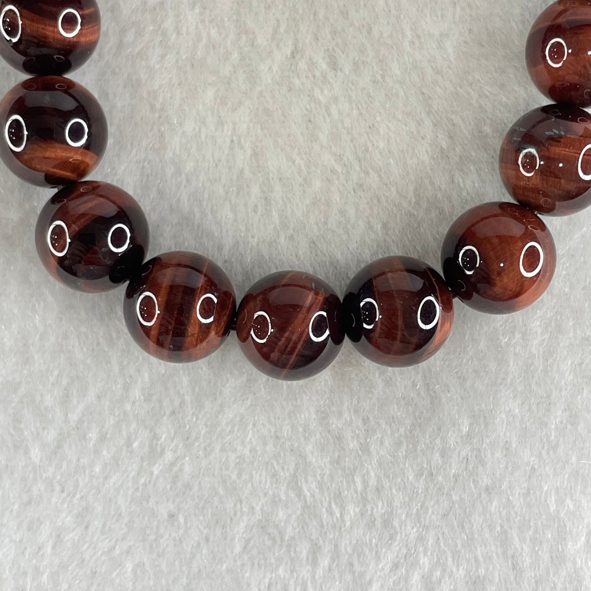 Natural Red Tiger's Eye Quartz Beads Bracelet 29.00g 16cm 10.4mm 19 Beads - Huangs Jadeite and Jewelry Pte Ltd