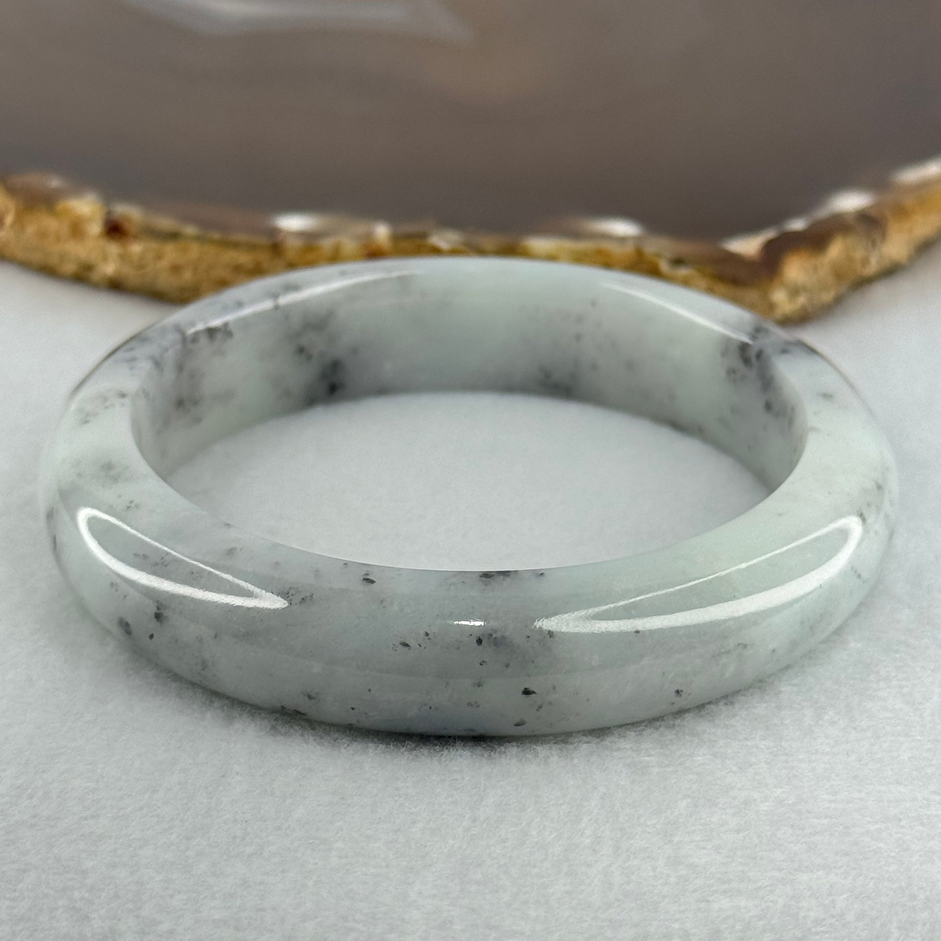 Type A Faint Green Lavender with Back Patches Jadeite Bangle Internal Diameter 56.7mm 67.39g  13.4 by 10.0mm (Very Slight Internal Lines) - Huangs Jadeite and Jewelry Pte Ltd