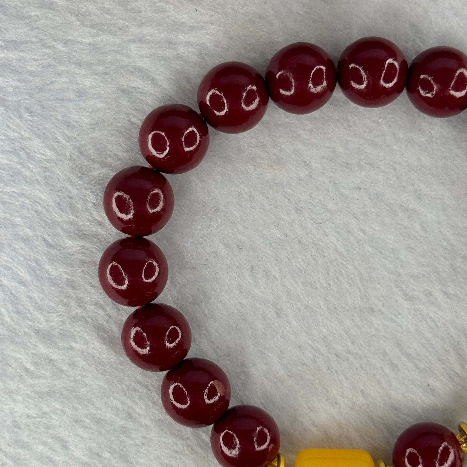 Natural Cinnabar Beads with Charms Bracelet 红朱砂手链 36.26g 16cm 10.2mm 15 Beads 11.7 by 8.3mm 1 LuluTong - Huangs Jadeite and Jewelry Pte Ltd