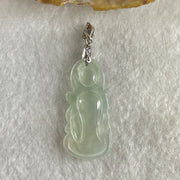 Type A Icy Colourless to Faint Green Jadeite Guan Yin Pendant 3.0g 31.0 by 14.5 by 3.5mm - Huangs Jadeite and Jewelry Pte Ltd