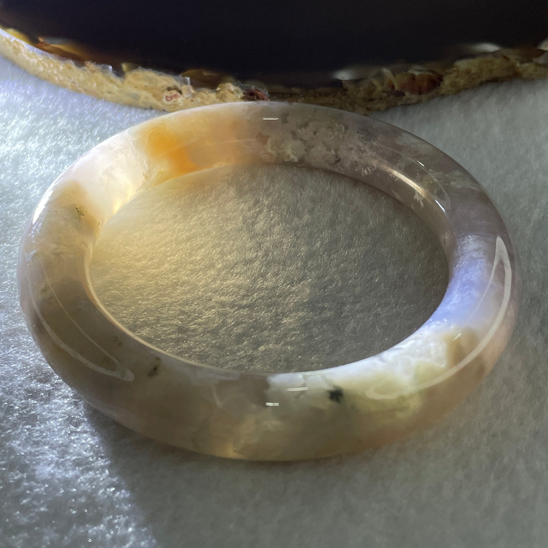 Natural Purple Flower Agate Bangle 58.74g Internal Diameter 57.8mm 12.0 by 11.5mm (Perfect) - Huangs Jadeite and Jewelry Pte Ltd