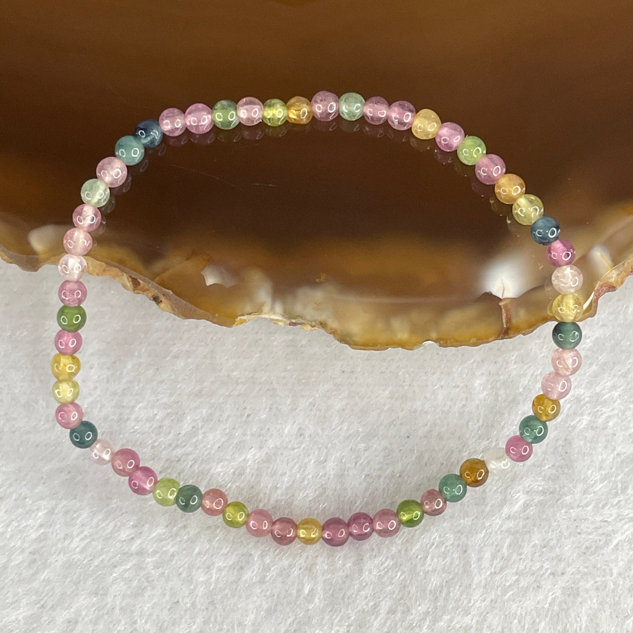 Natural Rainbow Tourmaline Micro-Bead Bracelet | 12cm Petite Stackable Strand | 58-Piece Untreated Multi-Color "Electric Stone" Wrist Heirloom (1.48g, 2.6mm)