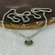 Type A Icy Green Omphasite Jadeite Panther Charm with Crystals in S925 Sliver Necklace 13.29g 2.3 by 1.5mm 8pcs - Huangs Jadeite and Jewelry Pte Ltd