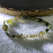 Good Grade Natural Green Tourmaline Crystal Barrel Bracelet 7.15g 16cm 8.0mm 15Beads - Huangs Jadeite and Jewelry Pte Ltd