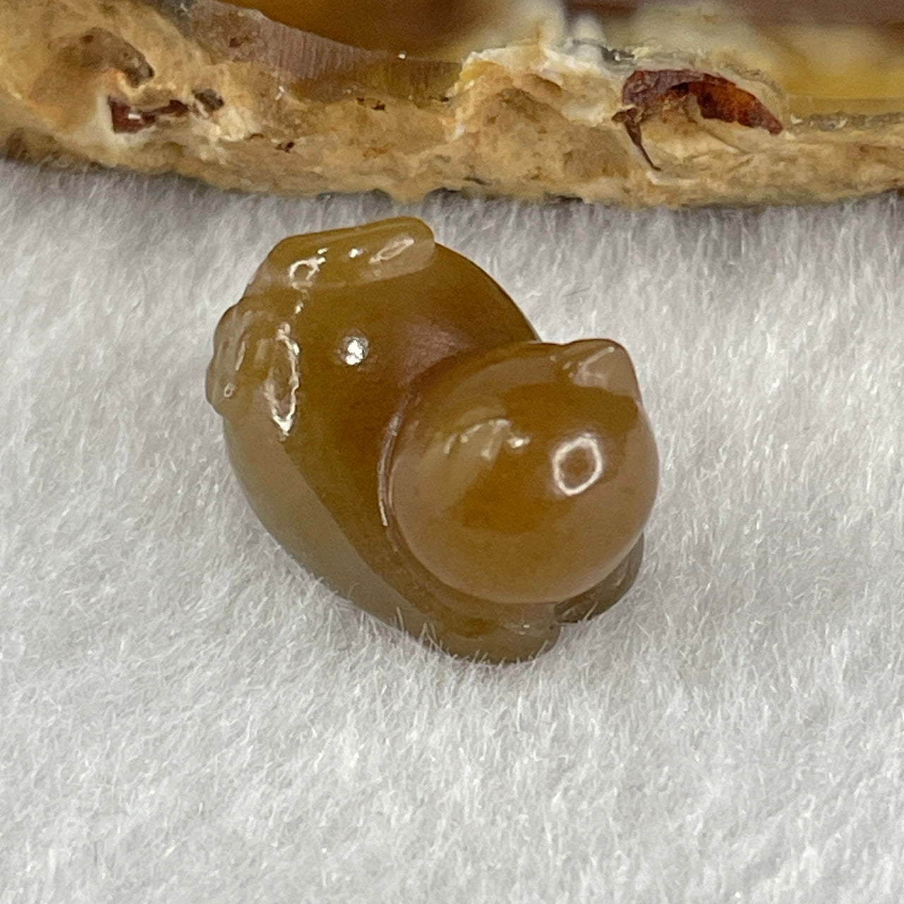 Certified Natural Brown Nephrite Cat Charm for Pendant or Bracelet 2.27g 14.9 by 10.1 by 9.6mm