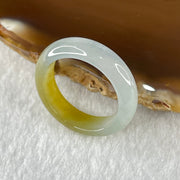 Type A Semi Icy Light Blueish Green with Yellow Patch Jadeite Ring 3.75g 6.1 by 3.5mm US9.1 HK20.2 - Huangs Jadeite and Jewelry Pte Ltd