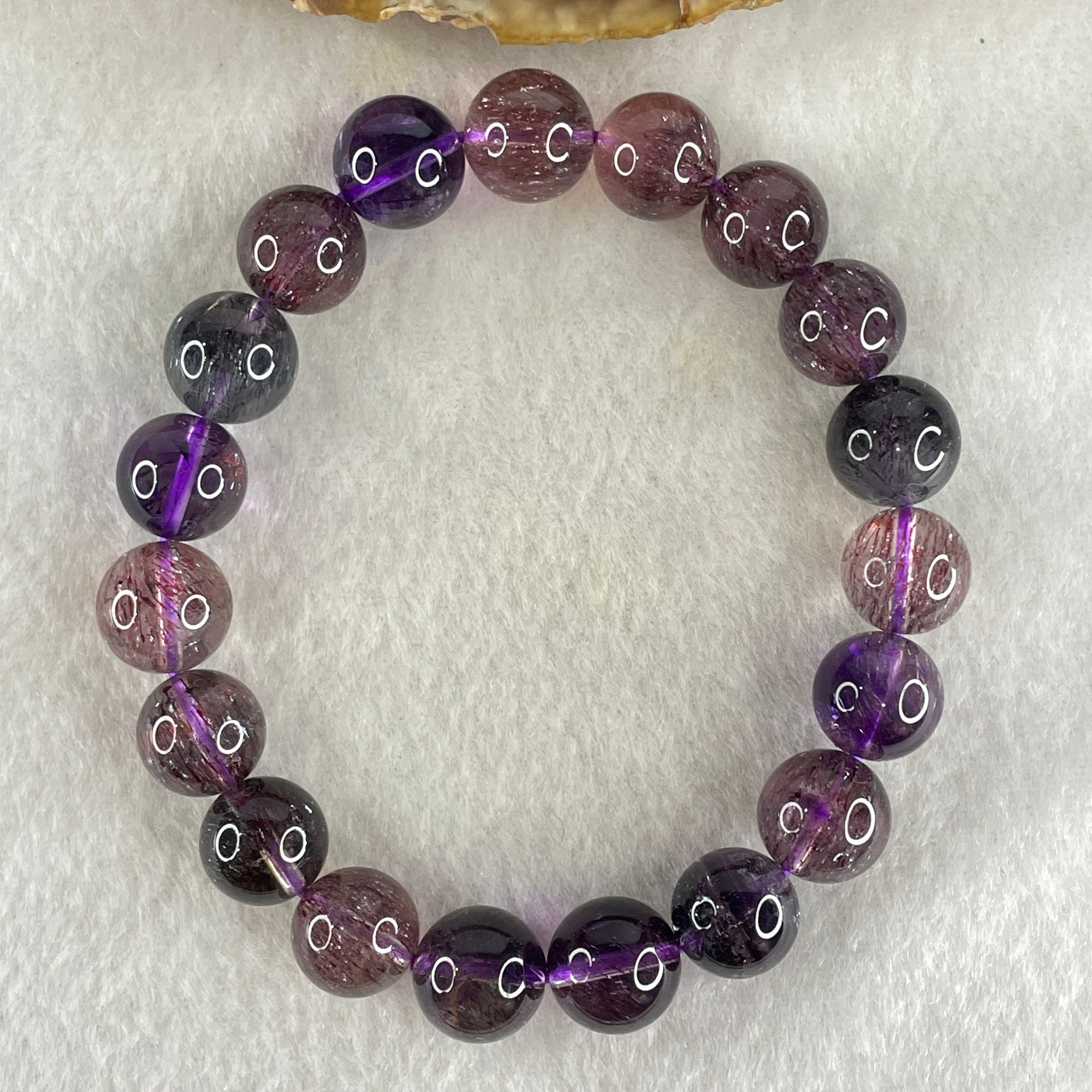 Good Grade Natural Super 7 Beads Bracelet 32.33g 10.9mm 16.5cm 19Beads - Huangs Jadeite and Jewelry Pte Ltd