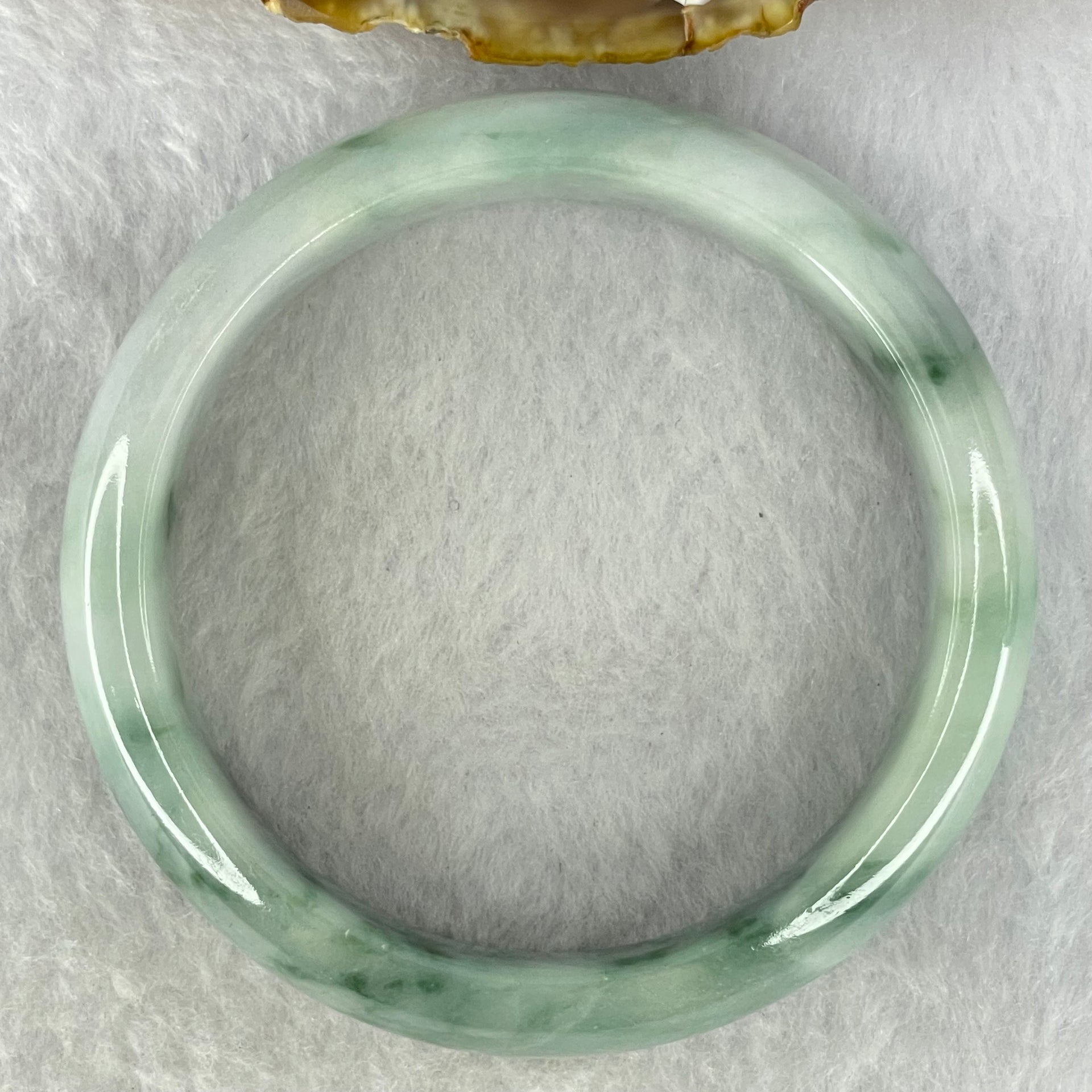Type A Light Blueish Green Lavender with Moss Green Piao Hua Jadeite Bangle Internal Diameter 56.7mm 66.48g 16.7 by 8.7mm (Internal Lines) - Huangs Jadeite and Jewelry Pte Ltd