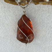 Natural Amber in S925 Sliver Necklace 11.95g 33.5 by 19.4 by 14.5mm - Huangs Jadeite and Jewelry Pte Ltd