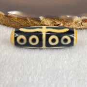 Natural Powerful Tibetan Old Oily Agate Water Lines 8 Eyes Dzi Bead Heavenly Master (Tian Zhu) 水纹八眼天诛 10.26g 38.1 by 13.0mm - Huangs Jadeite and Jewelry Pte Ltd