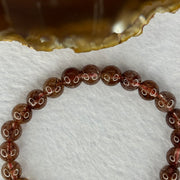 Natural Copper Rutilated Quartz Beads Bracelet 天然銅髮晶手镯 16.01g 16cm 7.9mm 25 Beads - Huangs Jadeite and Jewelry Pte Ltd