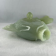 Natural Green with White Serpentine Carp Fish Pot Display 2,270.6g 285.0 by 182.0 by 90.0mm - Huangs Jadeite and Jewelry Pte Ltd