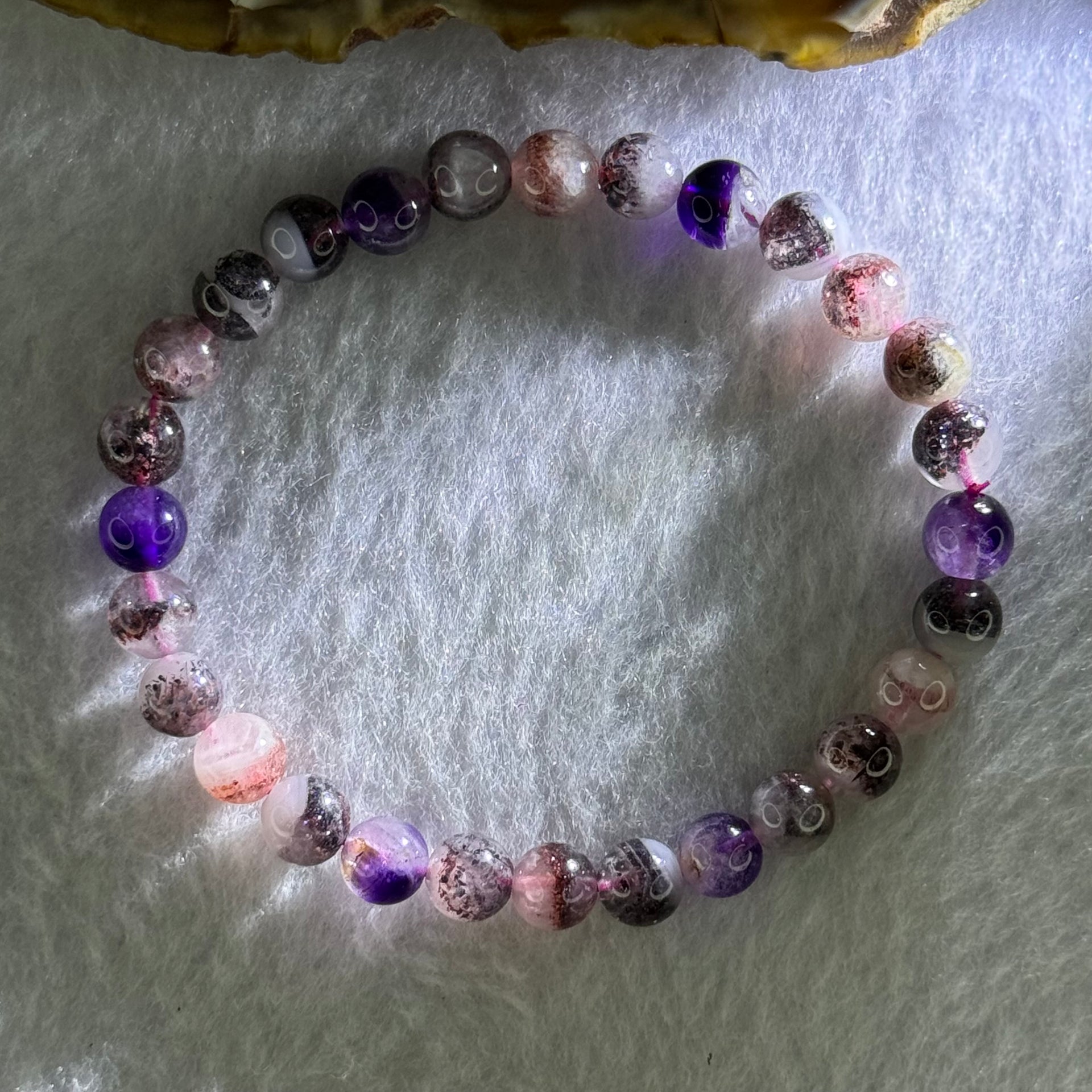 Natural Super 7 Beads Bracelet 11.54g 16cm 6.8mm 28 Beads - Huangs Jadeite and Jewelry Pte Ltd