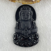 Type A Opaque to Partial Translucent Black Omphacite Jadeite Guan Yin on Dragon Pendant 36.54g 66.7 by 43.5 by 8.0mm - Huangs Jadeite and Jewelry Pte Ltd