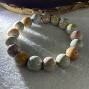 Certified Natural Alashan Agate Pastel Green Beads Bracelet 42.28g 16.5cm 12.8mm 17Beads - Huangs Jadeite and Jewelry Pte Ltd