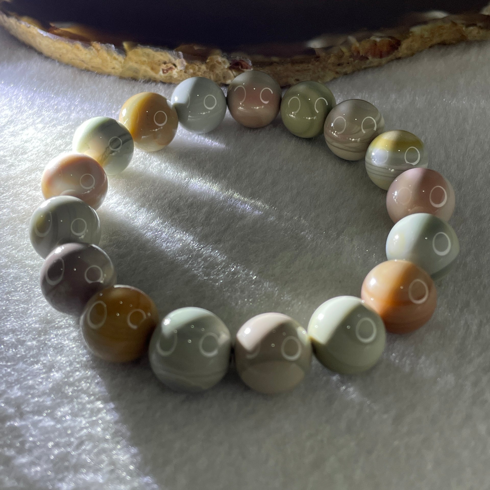 Certified Natural Alashan Agate Pastel Green Beads Bracelet 42.28g 16.5cm 12.8mm 17Beads - Huangs Jadeite and Jewelry Pte Ltd