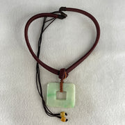 Natural Type A Green with Apple Green Spot Jadeite Square Shape Pendant 35.24g 41.8 by 35.3 b7 5.9mm - Huangs Jadeite and Jewelry Pte Ltd