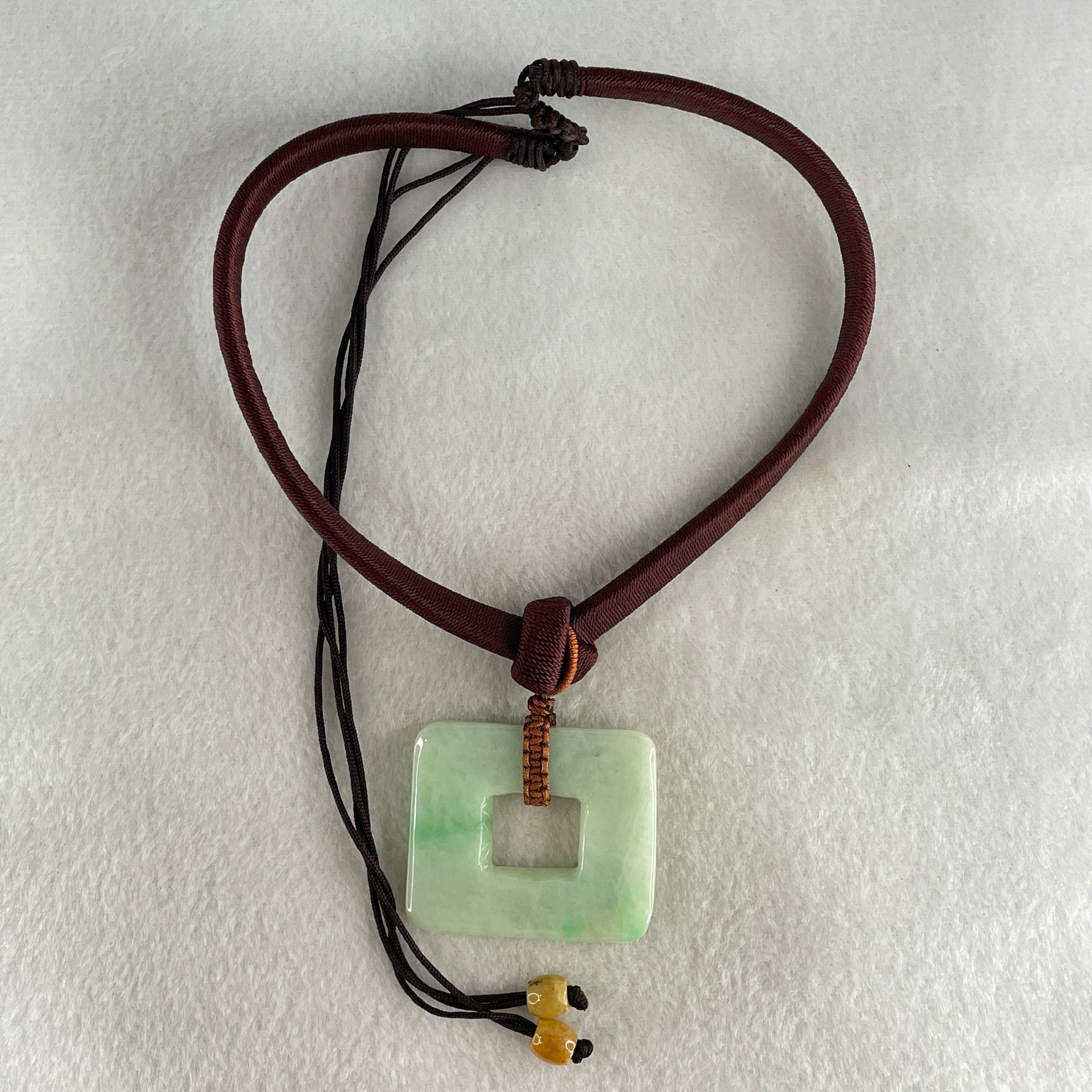 Natural Type A Green with Apple Green Spot Jadeite Square Shape Pendant 35.24g 41.8 by 35.3 b7 5.9mm - Huangs Jadeite and Jewelry Pte Ltd