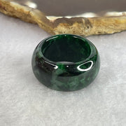 Opaque Type A Old Mine Spicy Green Jadeite Ring 9.56g 12.6 by 4.5mm US8 HK17.8 - Huangs Jadeite and Jewelry Pte Ltd
