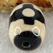 Natural Powerful Tibetan Old Oily Dark Brown With White Agate 3 Eyes Dzi Bead Heavenly Master (Tian Zhu) 三眼天诛 4.84g 17.7 by 13.3mm - Huangs Jadeite and Jewelry Pte Ltd
