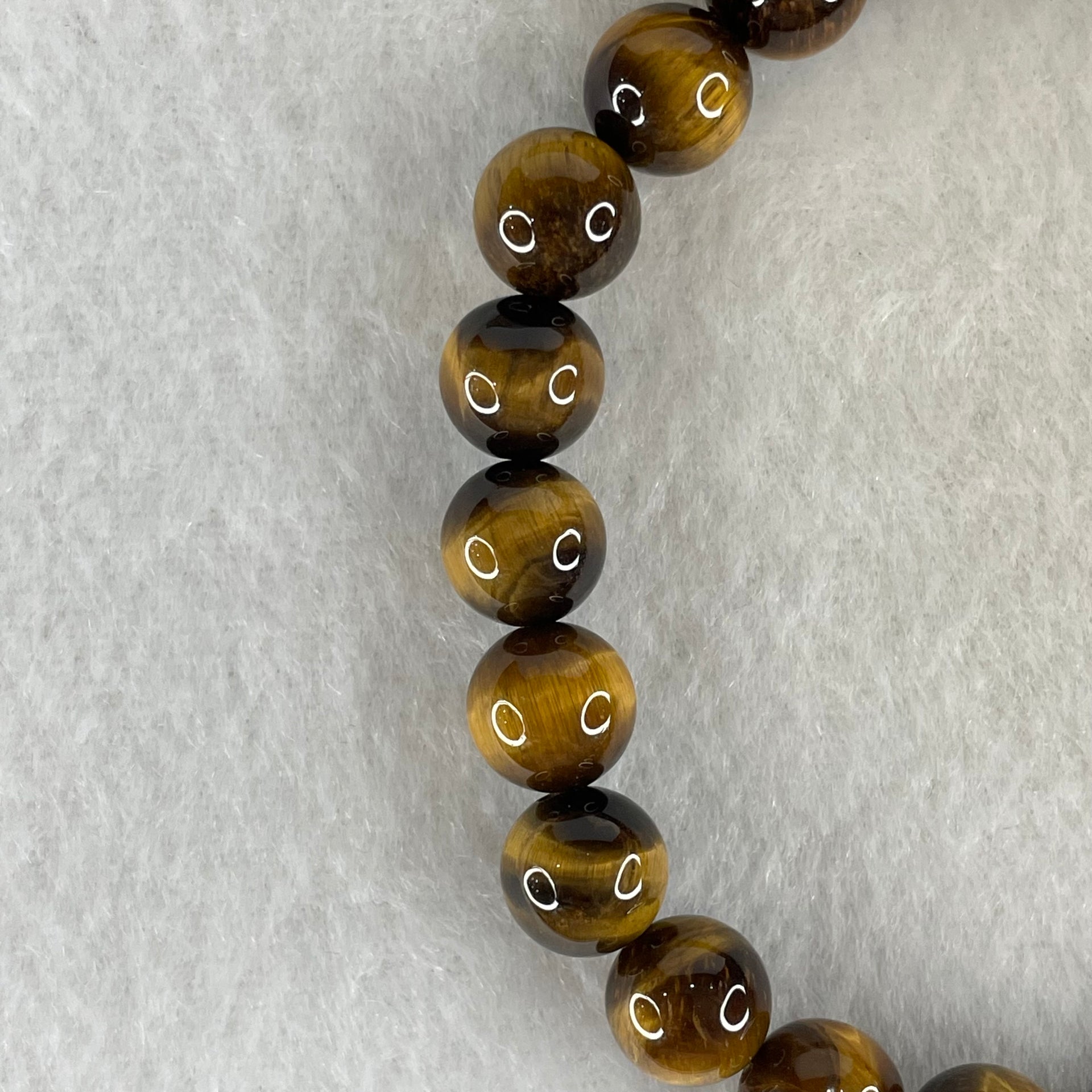 Natural Yellow Tiger's Eye Quartz Beads Bracelet 18.44g 16cm 8.4mm 23 Beads - Huangs Jadeite and Jewelry Pte Ltd