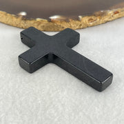 Type A Opaque Black Jadeite Cross Pendant 27.22g 64.6 by 41.3 by 8.0mm - Huangs Jadeite and Jewelry Pte Ltd