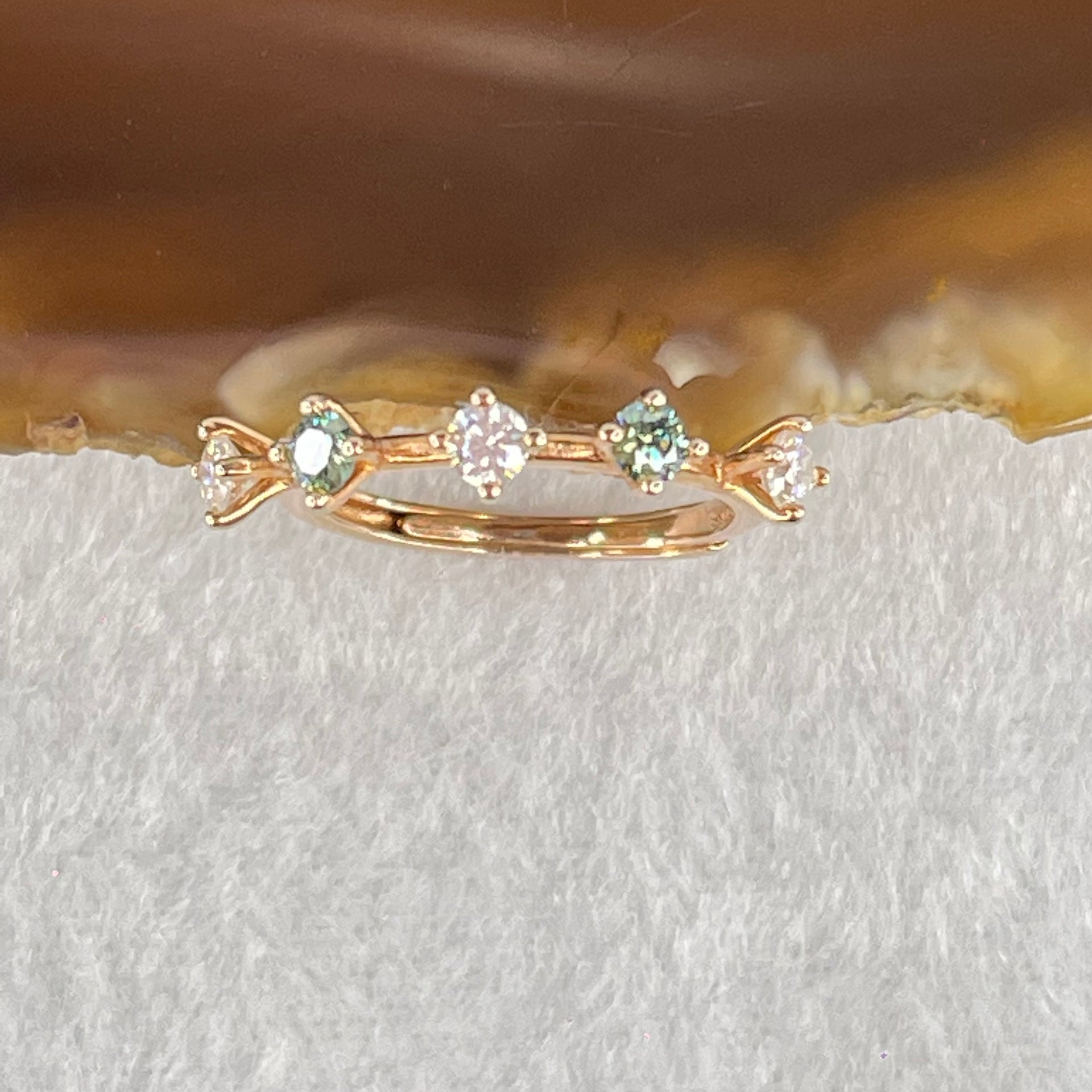 Cubic Zirconia In S925 Sliver Rose Gold Color Ring (Adjustable Size) 1.43g 2.6 by 2.0mm - Huangs Jadeite and Jewelry Pte Ltd