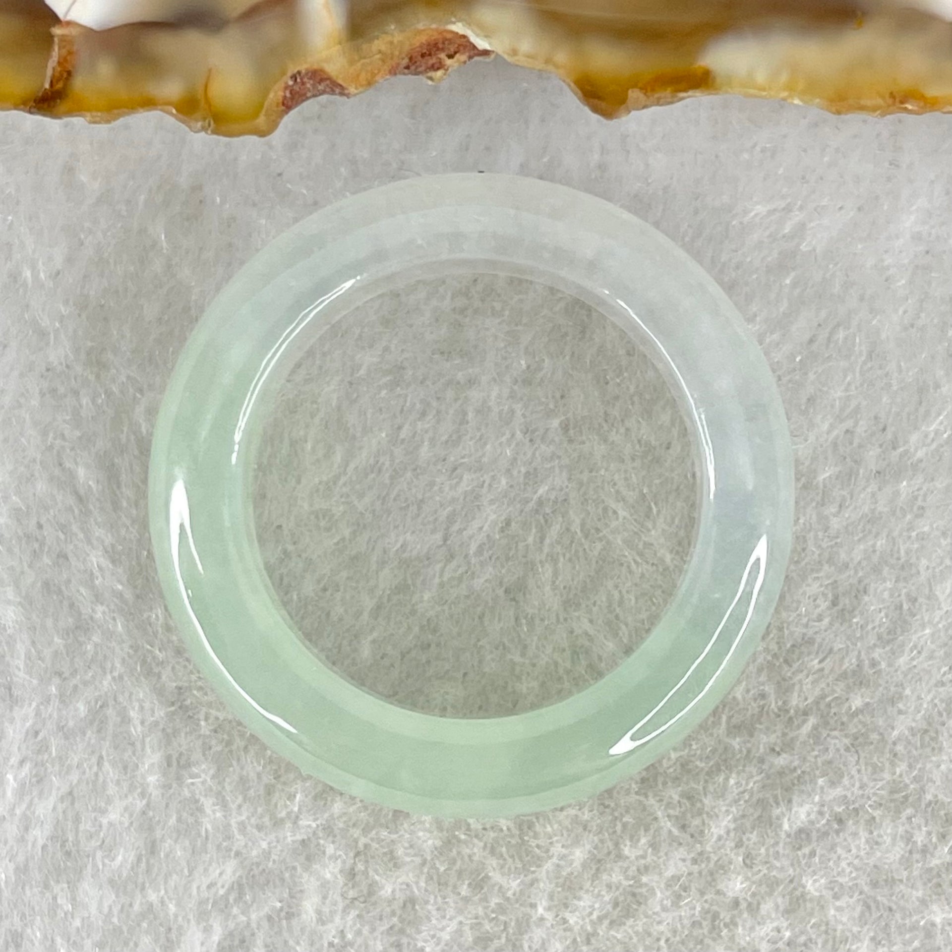 Type A Semi Icy Faint Green Jadeite Ring 4.54g 6.1 by 4.0mm US7.9 HK17.5 (Perfect) - Huangs Jadeite and Jewelry Pte Ltd