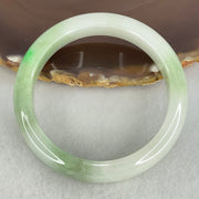 Type A Light Green with Green Patches Jadeite Bangle Internal Diameter 53.8mm 50.57g 12.3 by 7.9mm (Internal Lines) - Huangs Jadeite and Jewelry Pte Ltd