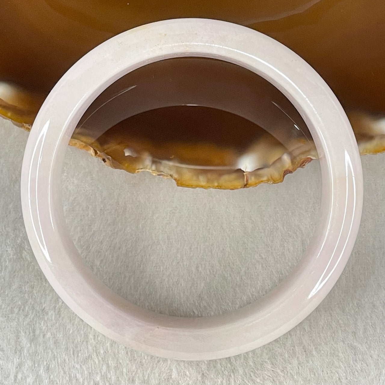 Type A Faint Lavender and Light Yellow Jadeite Bangle 59.66g Inner Diameter 57.5mm 14.1 by 8.0mm (Internal Lines) - Huangs Jadeite and Jewelry Pte Ltd