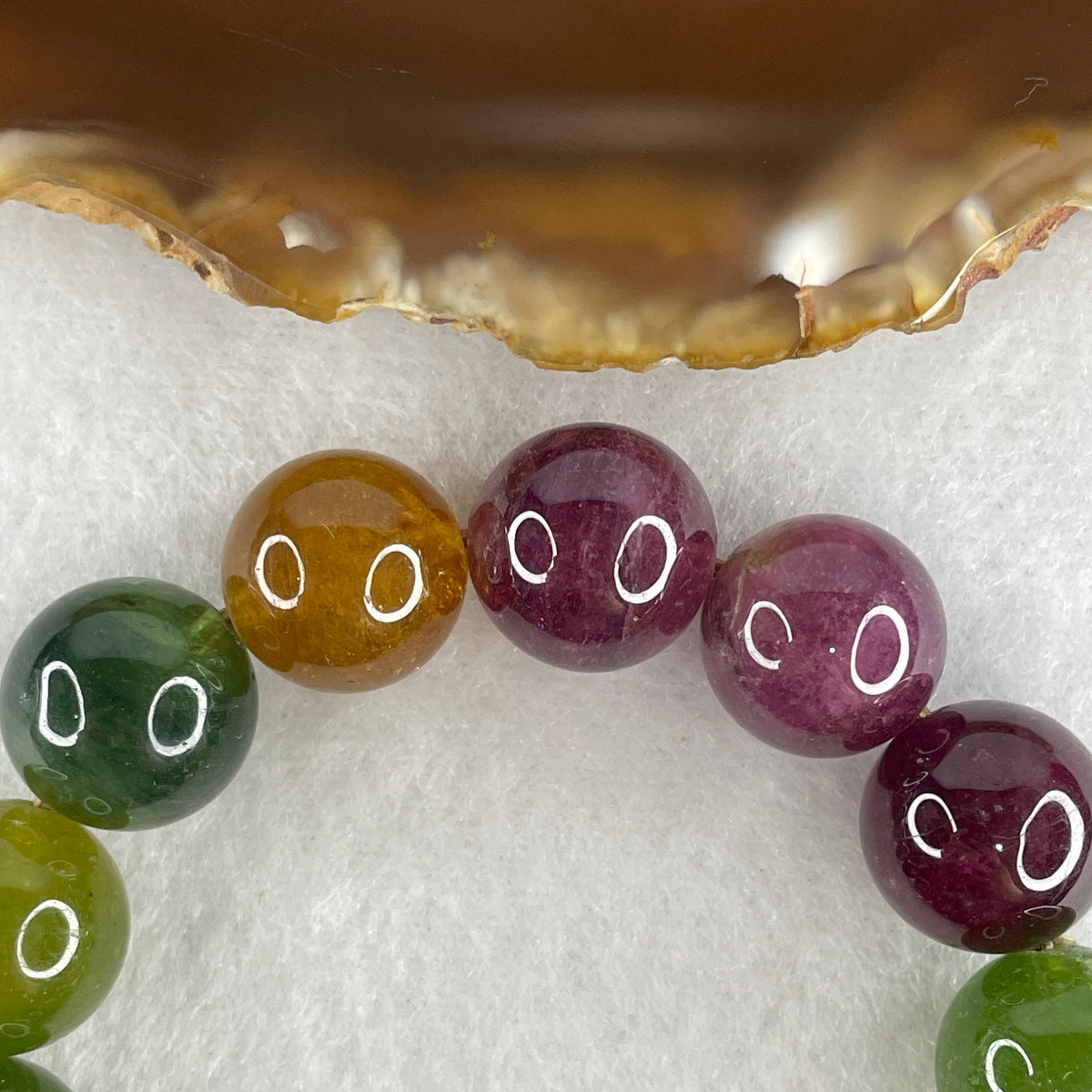 Good Grade Natural Rainbow Tourmaline Beads Bracelet | 13.5mm Multi-Color Spectrum Harmony Amulet (50.99g | 14cm Wrist | 14 Beads)