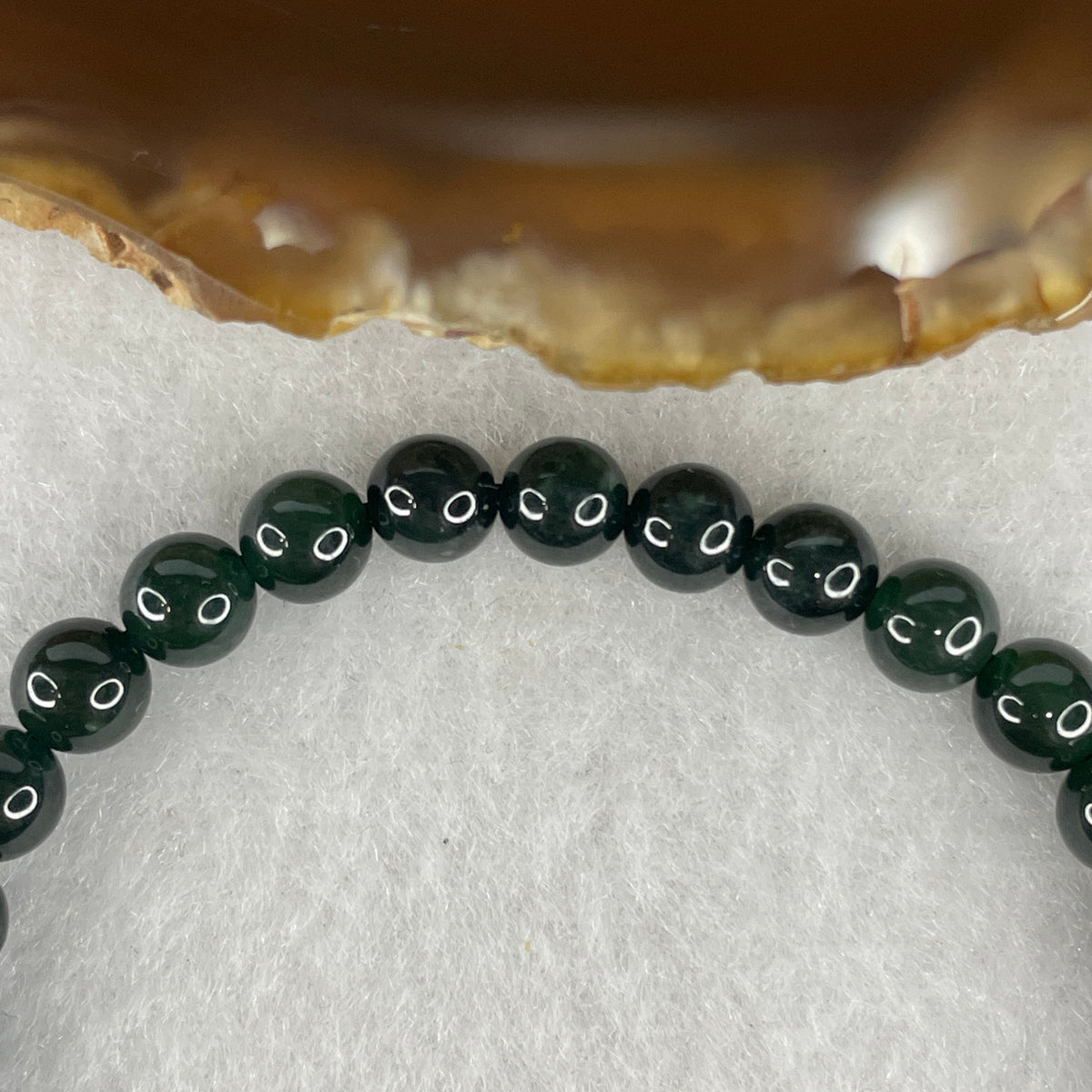 Certified Type A Rare High End Translucent Black Omphacite Jadeite Beads Bracelet | 16cm with 31 Beads 6.0mm (11.56g | Root Chakra Powerful Protection & Wealth Shield)