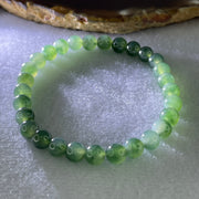 High Grade Natural Type A Blueish Green Jadeite Beads Bracelet 13.88g 15.5cm 6.6mm 29 Beads - Huangs Jadeite and Jewelry Pte Ltd