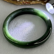Type A Dark Blueish Green Jadeite Bangle Internal Diameter 58.2mm 48.09g 10.7 by 8.3mm (Slight Internal Lines) - Huangs Jadeite and Jewelry Pte Ltd