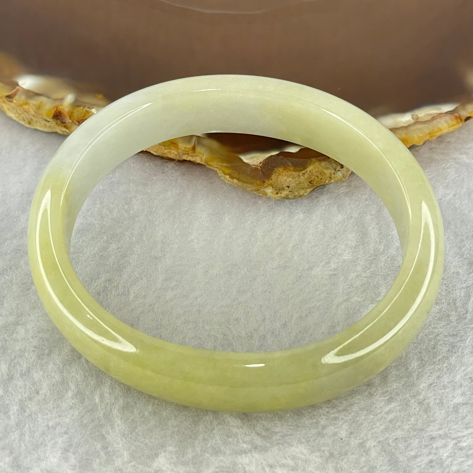 Type A Yellowish Green and Lavender Jadeite Bangle Internal Diameter 41.52g 55.1mm 12.8 by 6.8mm - Huangs Jadeite and Jewelry Pte Ltd