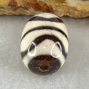 Natural Powerful Tibetan Old Oily Agate Double Tiger Tooth Daluo Dzi Bead Heavenly Master (Tian Zhu) 虎呀天诛 4.39g 17.6 by 12.9mm - Huangs Jadeite and Jewelry Pte Ltd