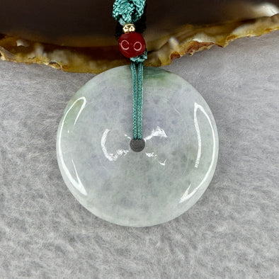 Type A Lavender with Green Piao Hua Jadeite Ping An Kou Donut Pendent 16.38g 35.6 by 5.7mm - Huangs Jadeite and Jewelry Pte Ltd