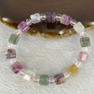 Natural Green and Purple Fluorite Beads Bracelet 28.48g 8.5mm 14pcs - Huangs Jadeite and Jewelry Pte Ltd