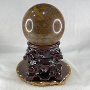 Natural Brecciated Jasper Ball Display with Wooden Stand 1641.2g 95.6 by 165.0mm - Huangs Jadeite and Jewelry Pte Ltd
